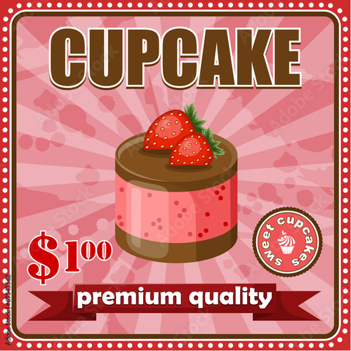 Vintage cupcake poster