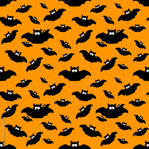 halloween pattern with bats over orange background