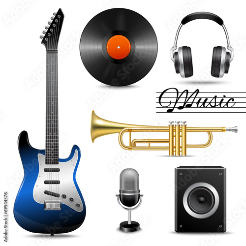 Realistic music icons set