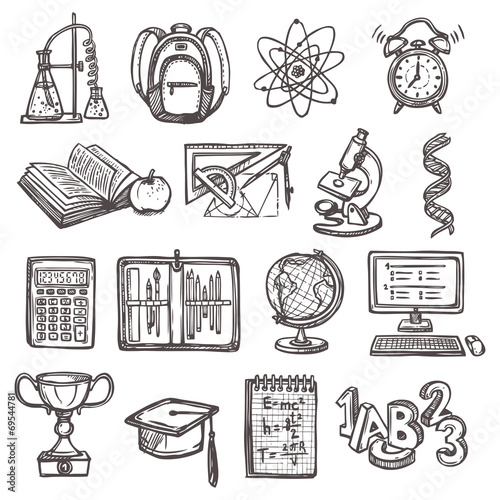 School education sketch icons
