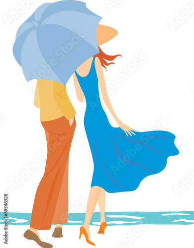 Pair under an umbrella