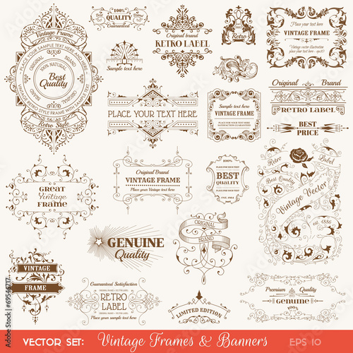 Vintage Frames and Banners, Calligraphic Design photo