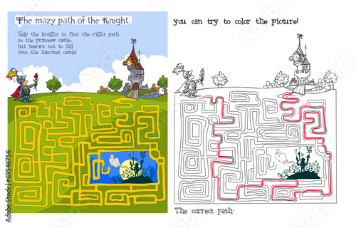 Fairytale Maze and coloring game.