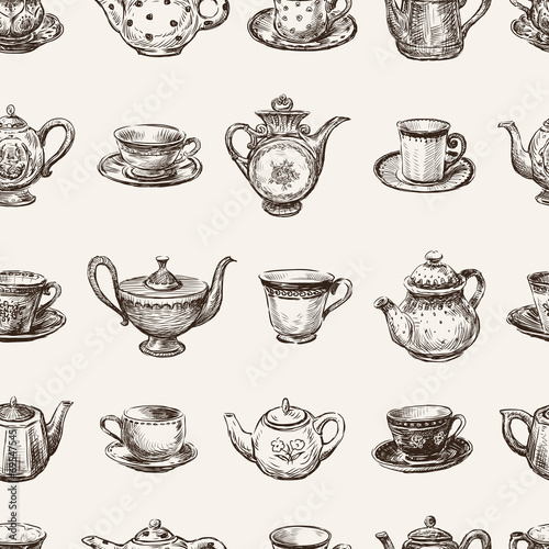 pattern of the teacups and teapots photo