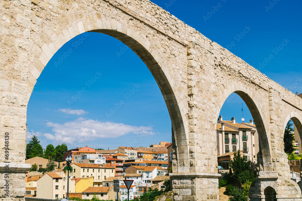Los Arcos Aqueduct in Teruel Old Town, Aragon, Spain