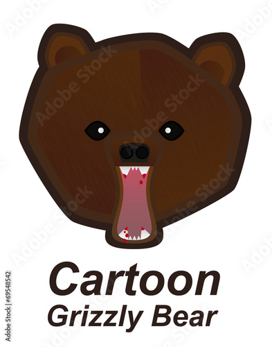 Vector cartoon illustration of angry grizzly bear mascot