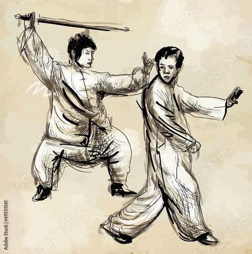 Tai Chi. An hand drawn illustration converted into vector