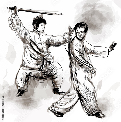 Tai Chi. An hand drawn illustration converted into vector