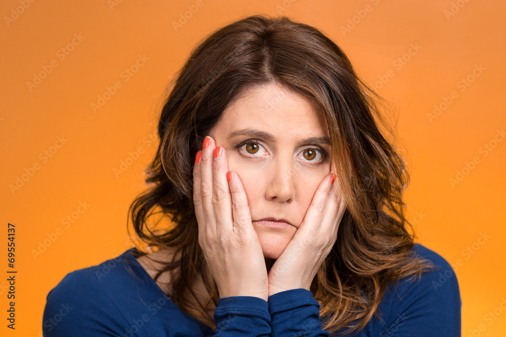 Depressed, stressed, thoughtful middle aged woman Depressed, stressed, thoughtful middle aged woman
