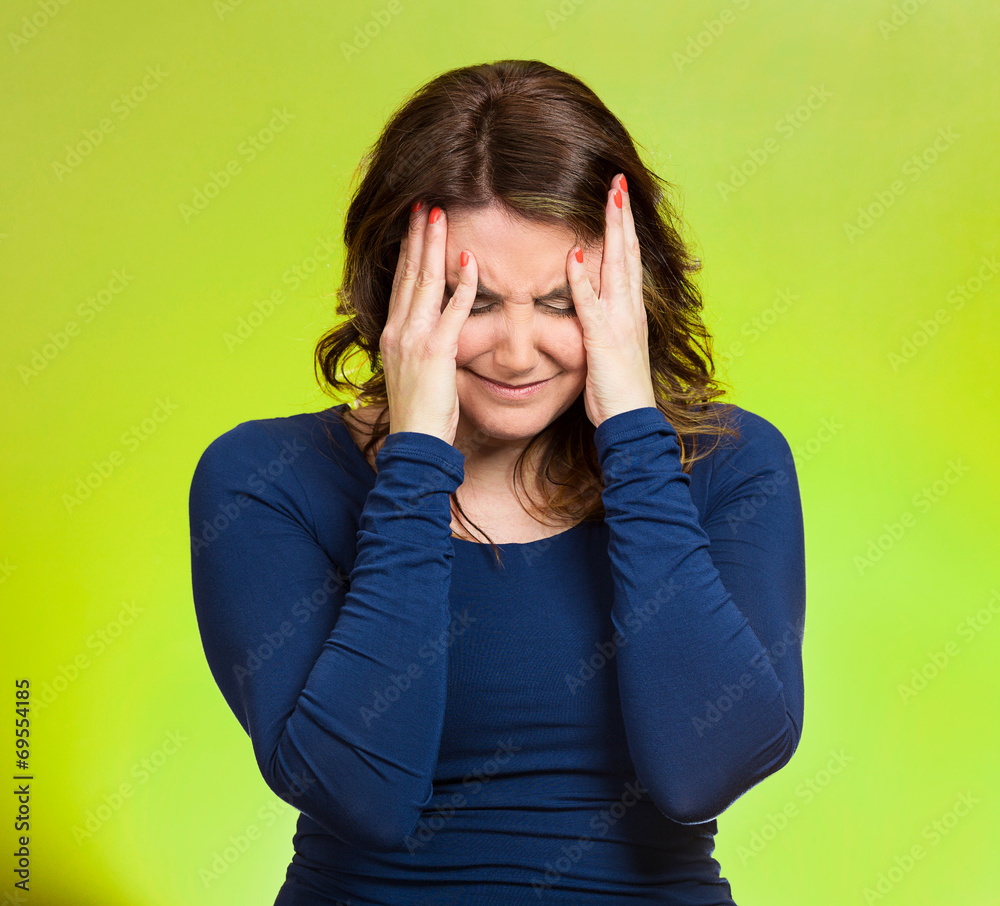 Stressed woman having so many thoughts overwhelmed Stressed woman having so many thoughts overwhelmed