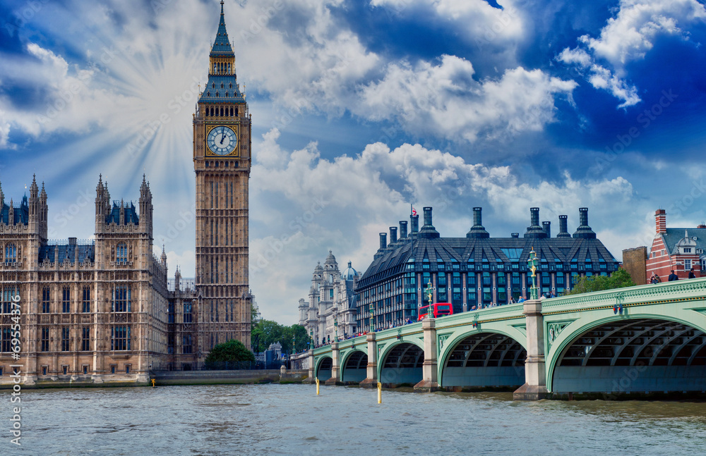 Beautiful Colors of Westminster Palace and Bridge - London