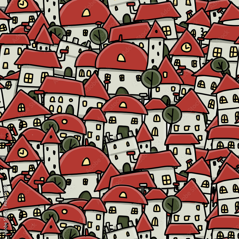 City sketch, seamless pattern for your design City sketch, seamless pattern for your design