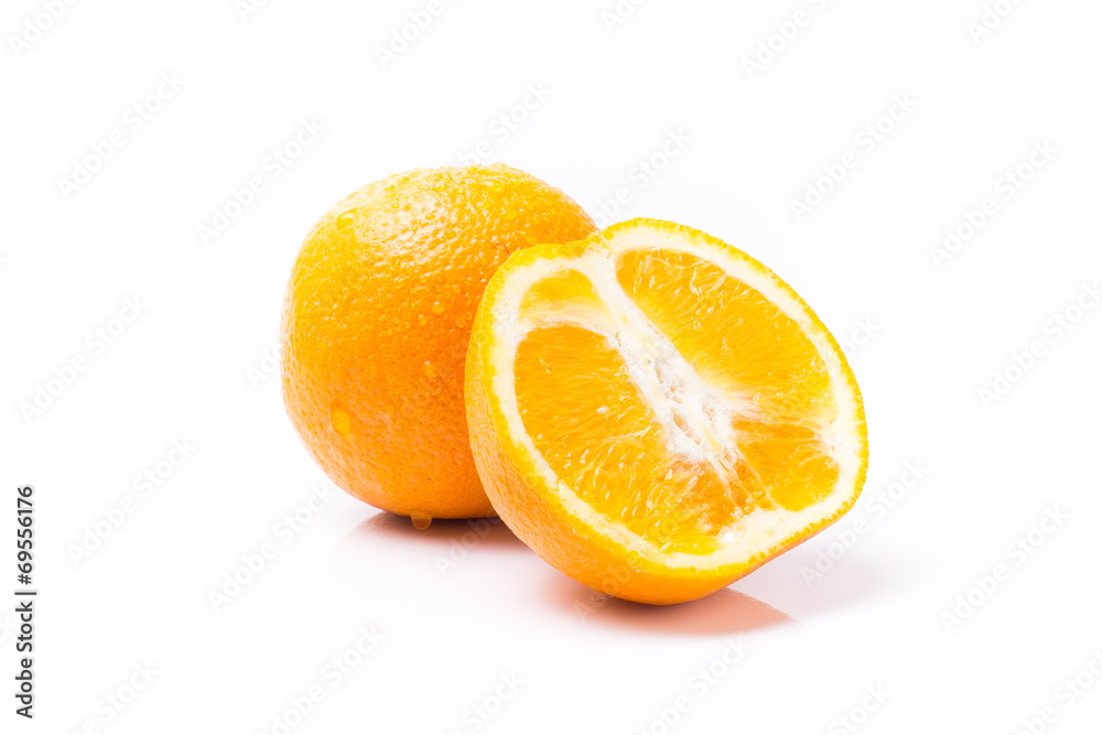 Orange fruit isolated on white background with space for your cr Orange fruit isolated on white background with space for your cr