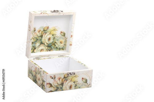 фотографія floral pattern box decorated with decoupage paper handmade