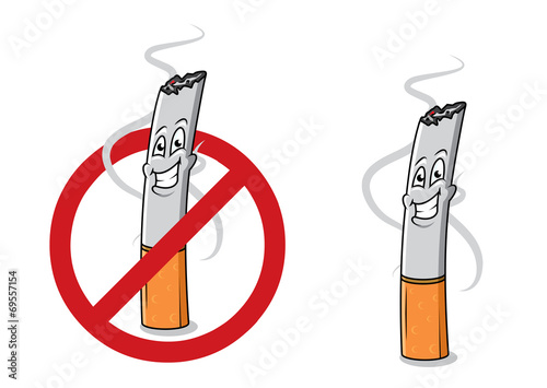 Cartoon happy cigarette butt