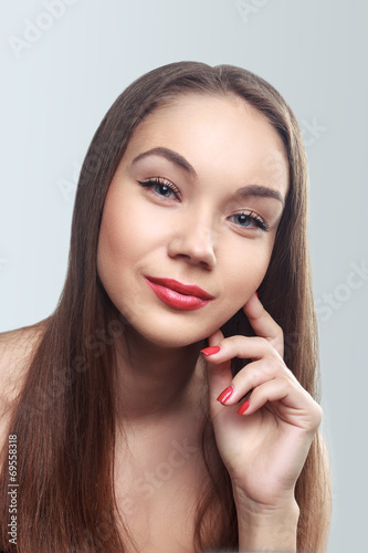 portrait of attractive caucasian smiling young girl