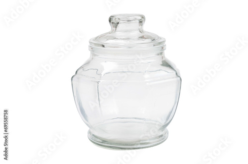 Empty glass transparent jar