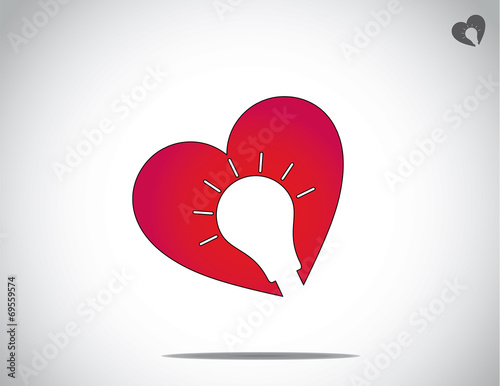 red heart glowing light bulb groove personal career development