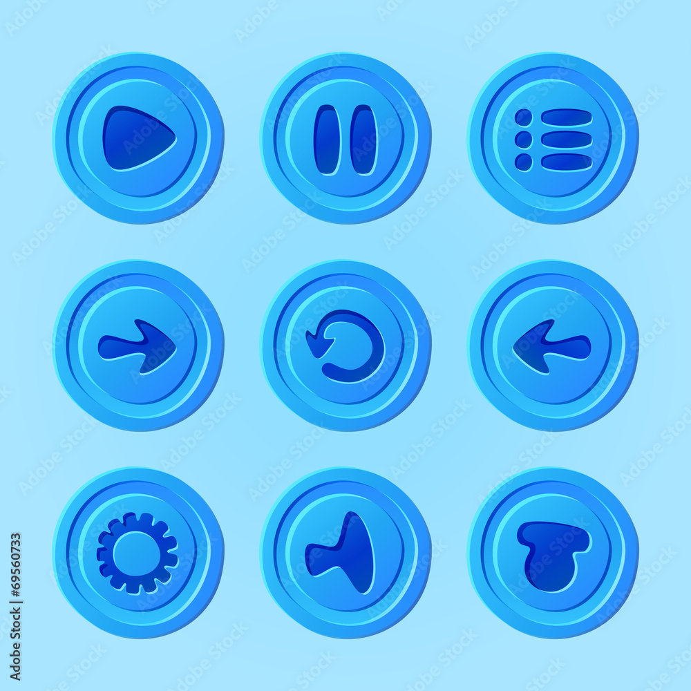 Game UI - vector set of buttons for mobile game or app elements Game UI - vector set of buttons for mobile game or app elements