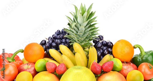 vegetables and fruits isolated on white background