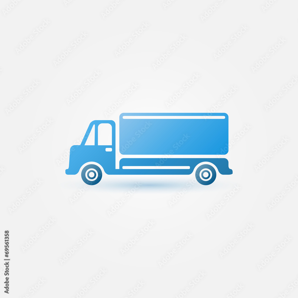 Blue vector car truck icon - transportation symbol