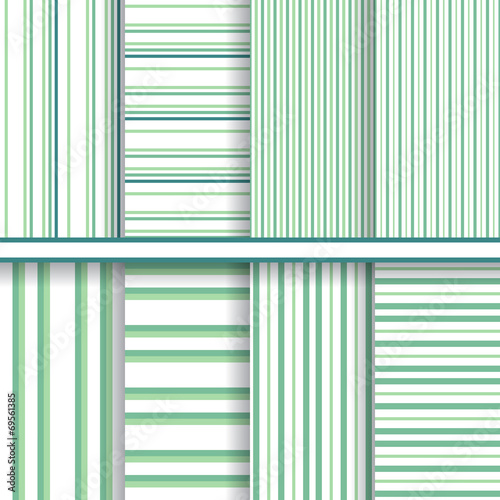 Bright stripes seamless patterns set - green vector textures