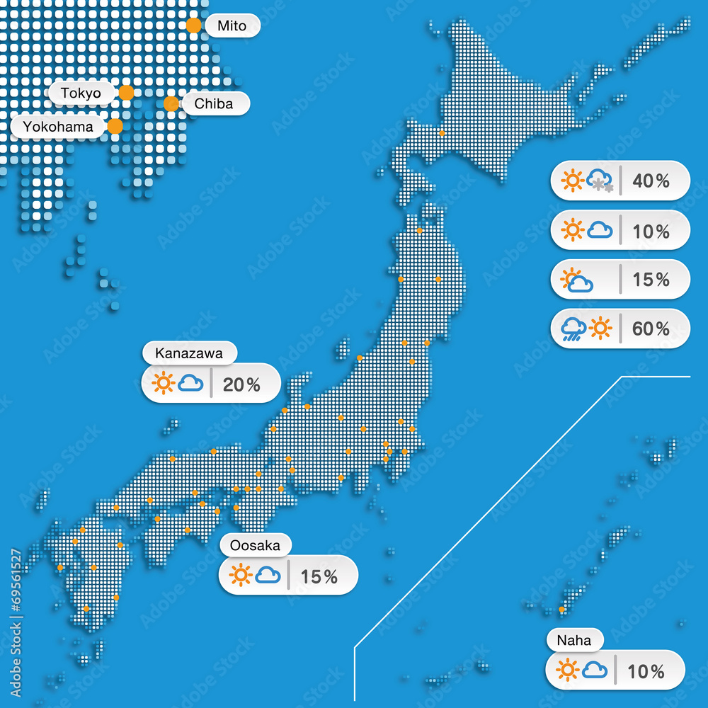 日本地図 天気予報 Vector Illustration Dot Map Stock Vector Adobe Stock