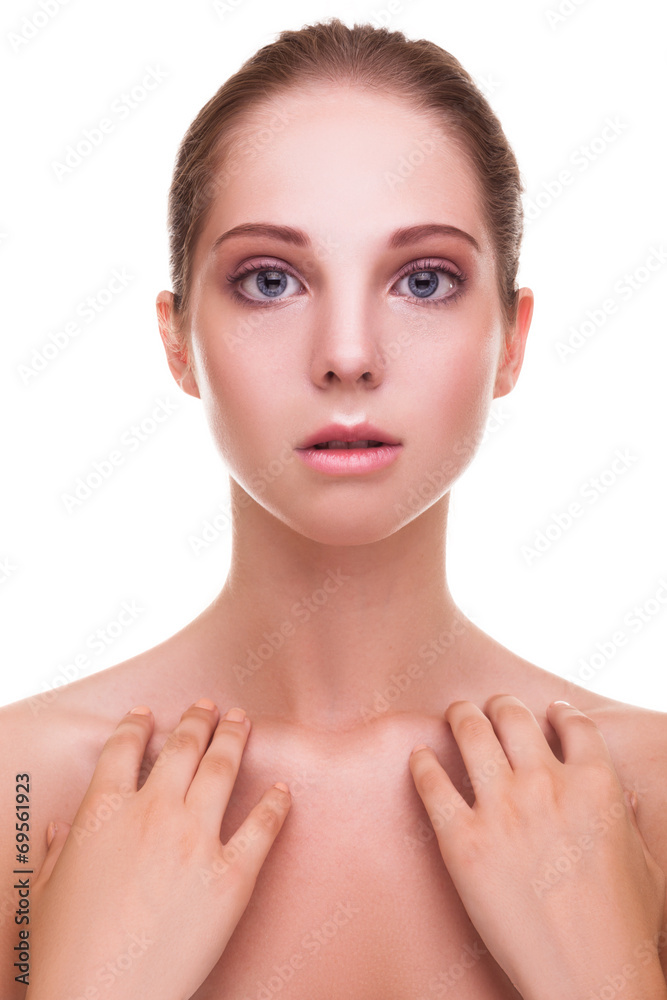 Gorgeous young woman on white background Gorgeous young woman on white background