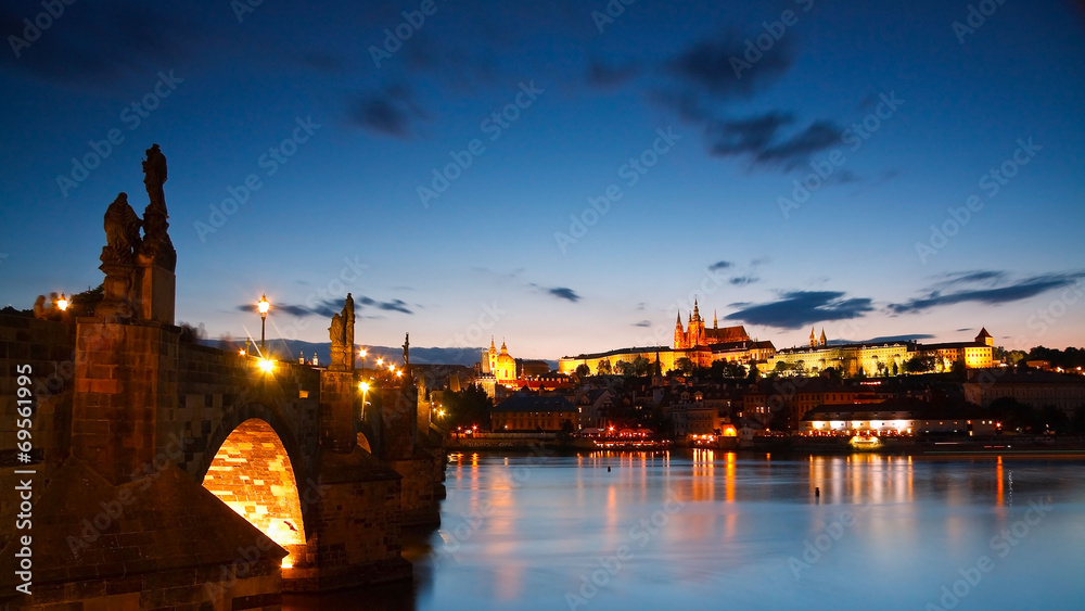 Old town of Prague and Charles bridge.