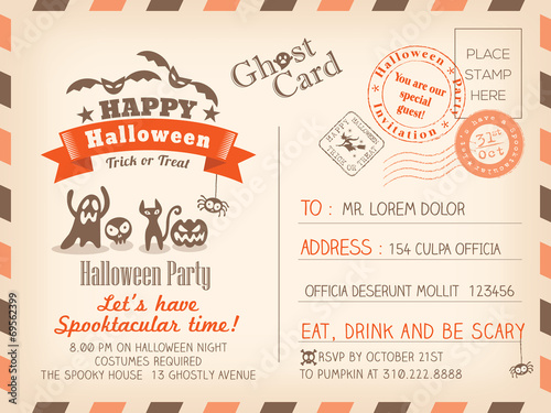 Happy Halloween Vintage Postcard background design