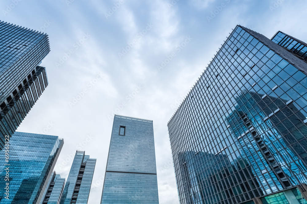 modern glass buildings closeup