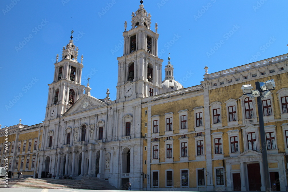 Main facade of the Mafra National Palace, Portugal