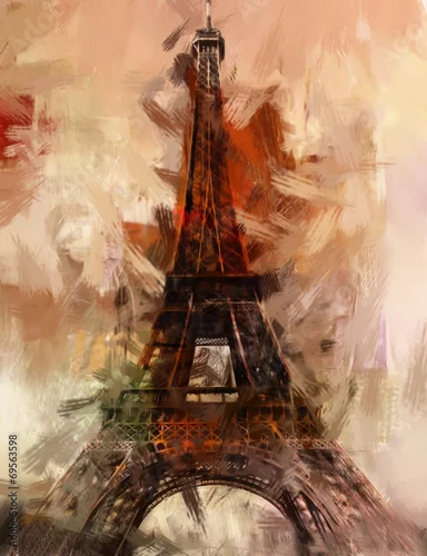 Obraz Paris painting Eiffel tower Eiffel tower obraz sztuki obraz olejny