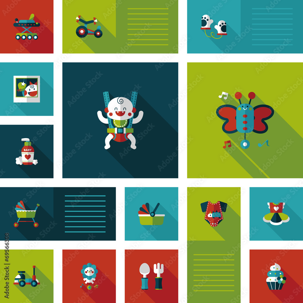 Fototapeta premium baby flat ui bakcground set