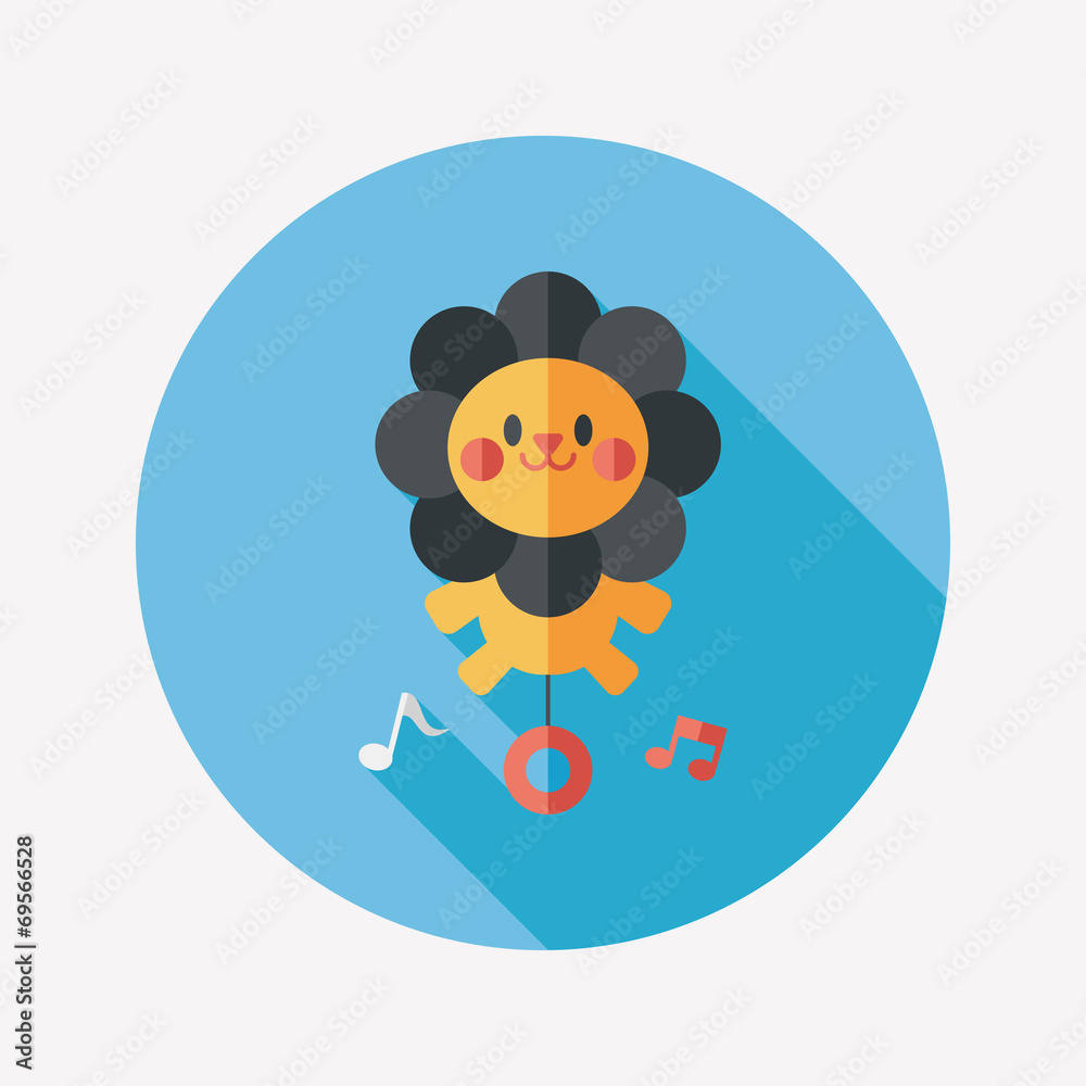 lion toy flat icon with long shadow,eps10