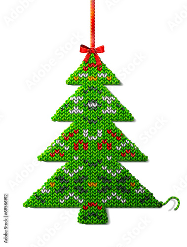 Christmas tree of knitted fabric with ornament