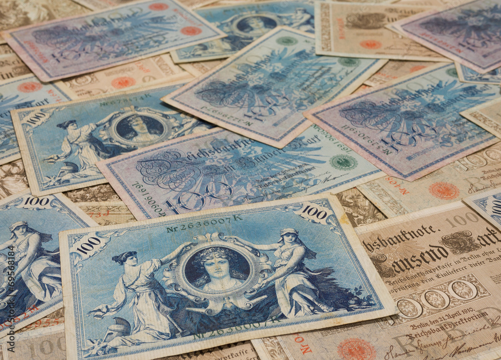 alte antike deutsche banknoten, geldscheine