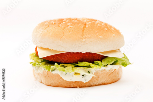 burger on the white