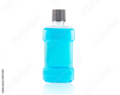 Blue water mouthwash isolate photo