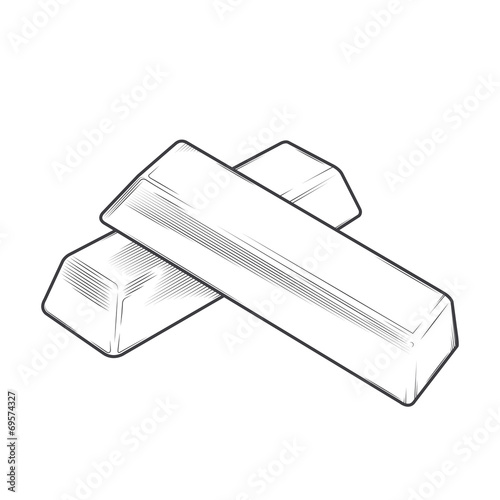 Metal bars isolated on a white background. Line art