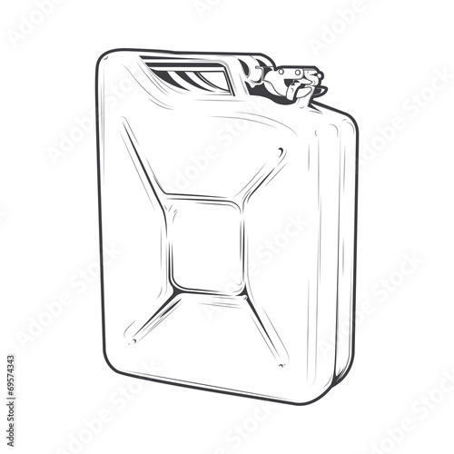 Jerrycan isolated on a white background. Line art