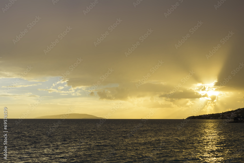 Golden sunset over the Adriatic Sea