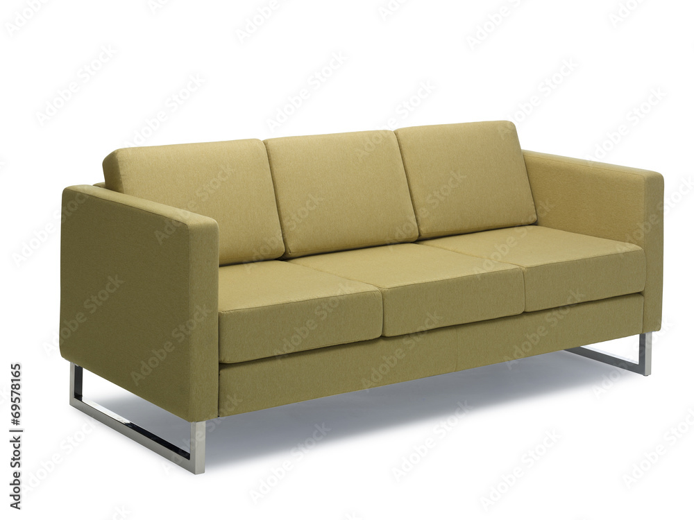 Modern green sofa isolated on white background Note to editor: