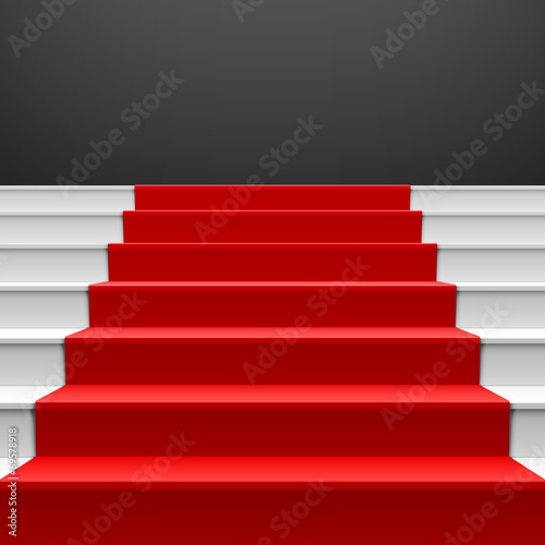 Staircase with red carpet
