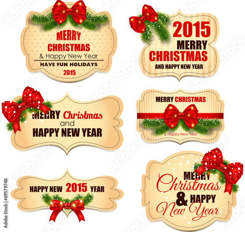 Merry X-mas and Happy New Year labels