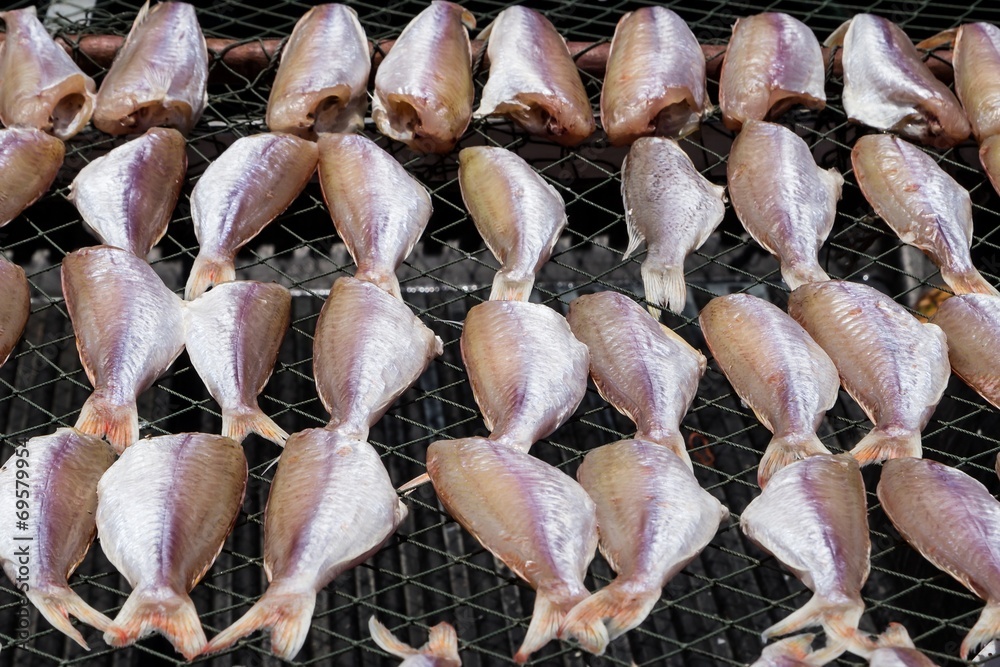 Fish drying on the net Fish drying on the net