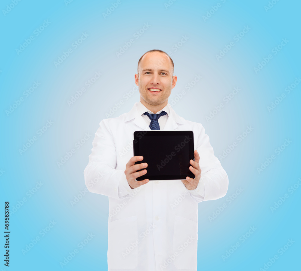 smiling male doctor with tablet pc smiling male doctor with tablet pc
