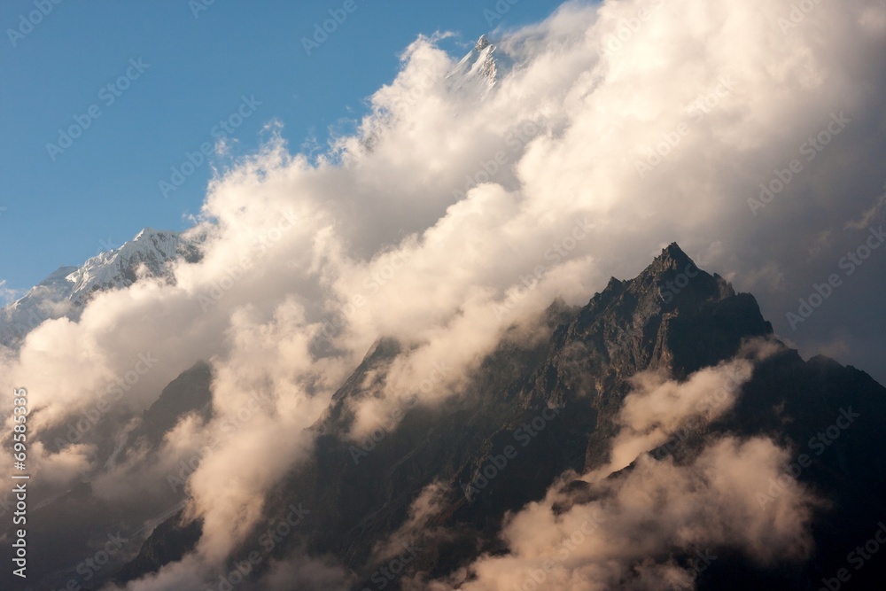Clouds over the Langtang Lirung Peak