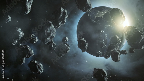 meteorolite waggle in aerospace with earth in background