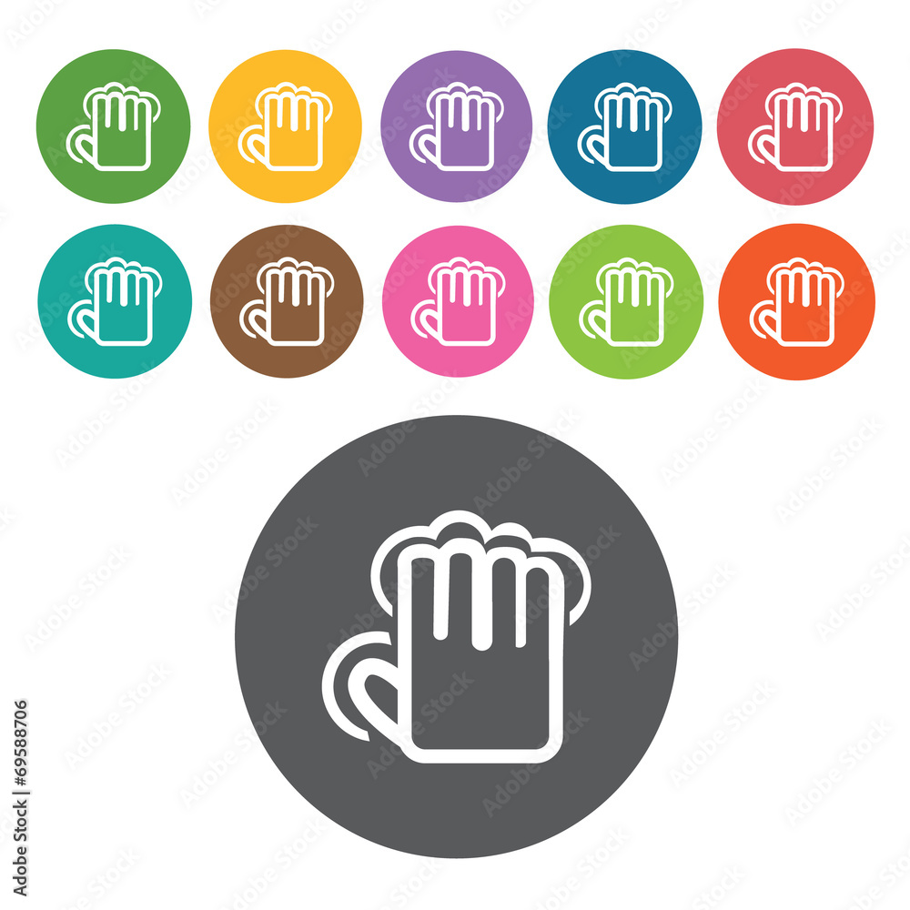 five finger tap icons set. Round colourful 12 buttons. Vector il five finger tap icons set. Round colourful 12 buttons. Vector il